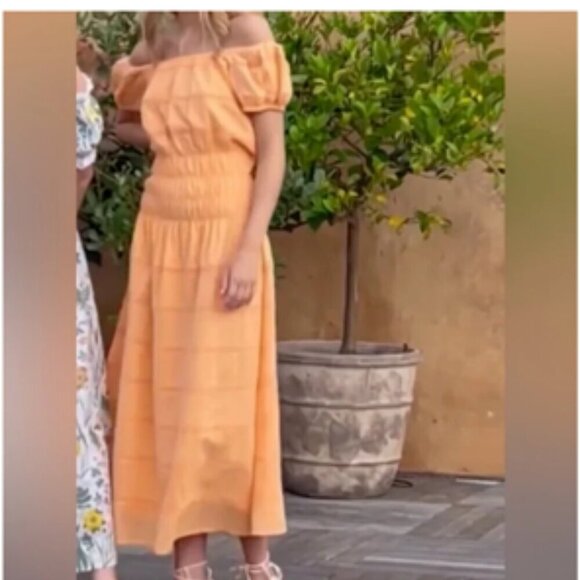 Olivia James The Label Tiered Eyelet Trim Maxi Peasant Dress NWT Size Small - Picture 10 of 10